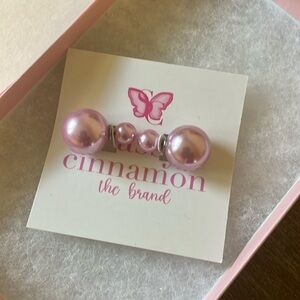 NWT Pink double pearl earrings
